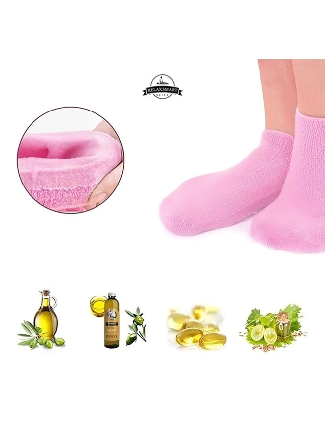 Relax Smart 4 Pieces Silicone Gel Moisturizing Socks – Heel Repair Socks to Soften and Restore Dry, Cracked Feet - Image 4