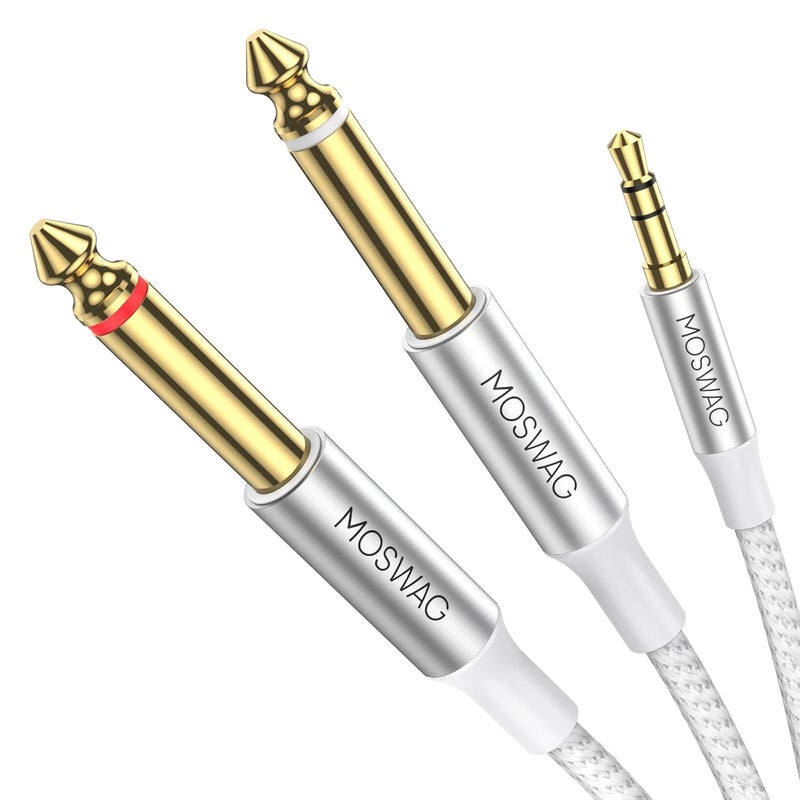 MOSWAG Globally popular elegant design 3.5mm 1/8" TRS Male to 2X 6.35mm 1/4" TS Male Mono Stereo Y-Cable Splitter 10FT/3Meter Compatible for Home Stereo Systems,Laptop,Amplifier,Mixer Audio Recorder，MP3,etc Daily repeated use trusted quality - Image 1