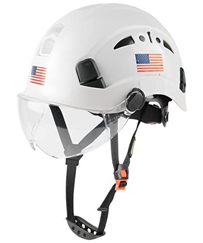 GREEN DEVIL Safety Helmet Hard Hat with Visor Chinstrap Adjustable Lightweight Vented ABS Work Helmet for Men and Women 6-Point Suspension ANSI Z89.1 Approved Ideal for Industrial & Construction - Image 1