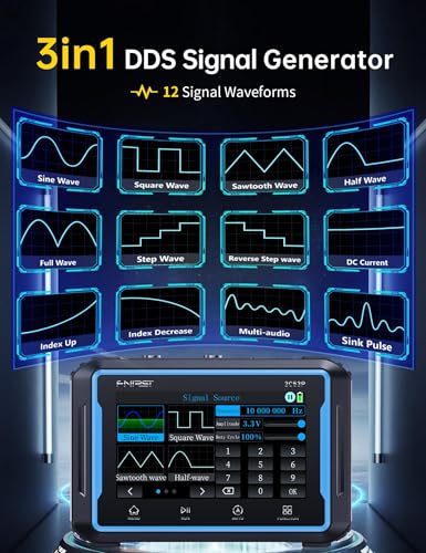 FNIRSI 2C53P Handheld Tablet Oscilloscope Multimeter DDS Signal Generator 3 in 1, 2CH Automotive Oscilloscope Multimeters with 50Mhz Bandwidth, 19999 Counts, 250MS/s Sampling, 4.3 inch Touch Screen - Image 3