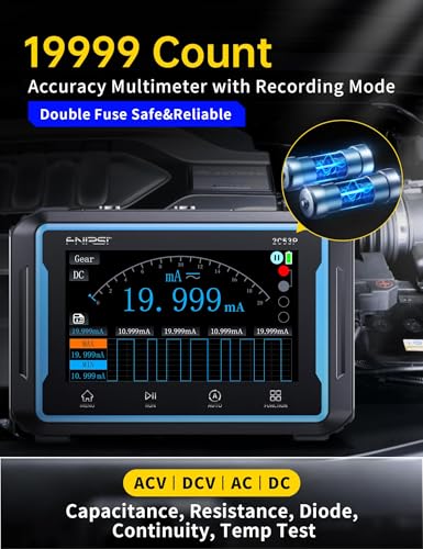 FNIRSI 2C53P Handheld Tablet Oscilloscope Multimeter DDS Signal Generator 3 in 1, 2CH Automotive Oscilloscope Multimeters with 50Mhz Bandwidth, 19999 Counts, 250MS/s Sampling, 4.3 inch Touch Screen - Image 4