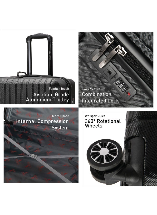Eagle Express Aura 3-Piece Luggage Set (20/24/28 Inch) – Black, High Impact Material, Built-in Lock, Silent 4 Wheels, 1-Year Warranty - Image 5