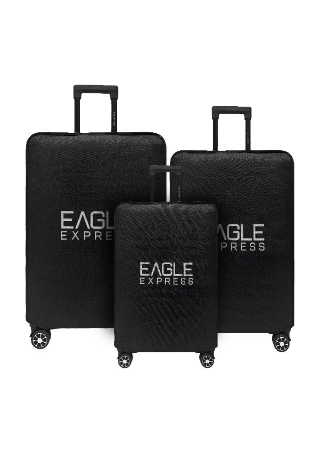 Eagle Express Aura 3-Piece Luggage Set (20/24/28 Inch) – Black, High Impact Material, Built-in Lock, Silent 4 Wheels, 1-Year Warranty - Image 3
