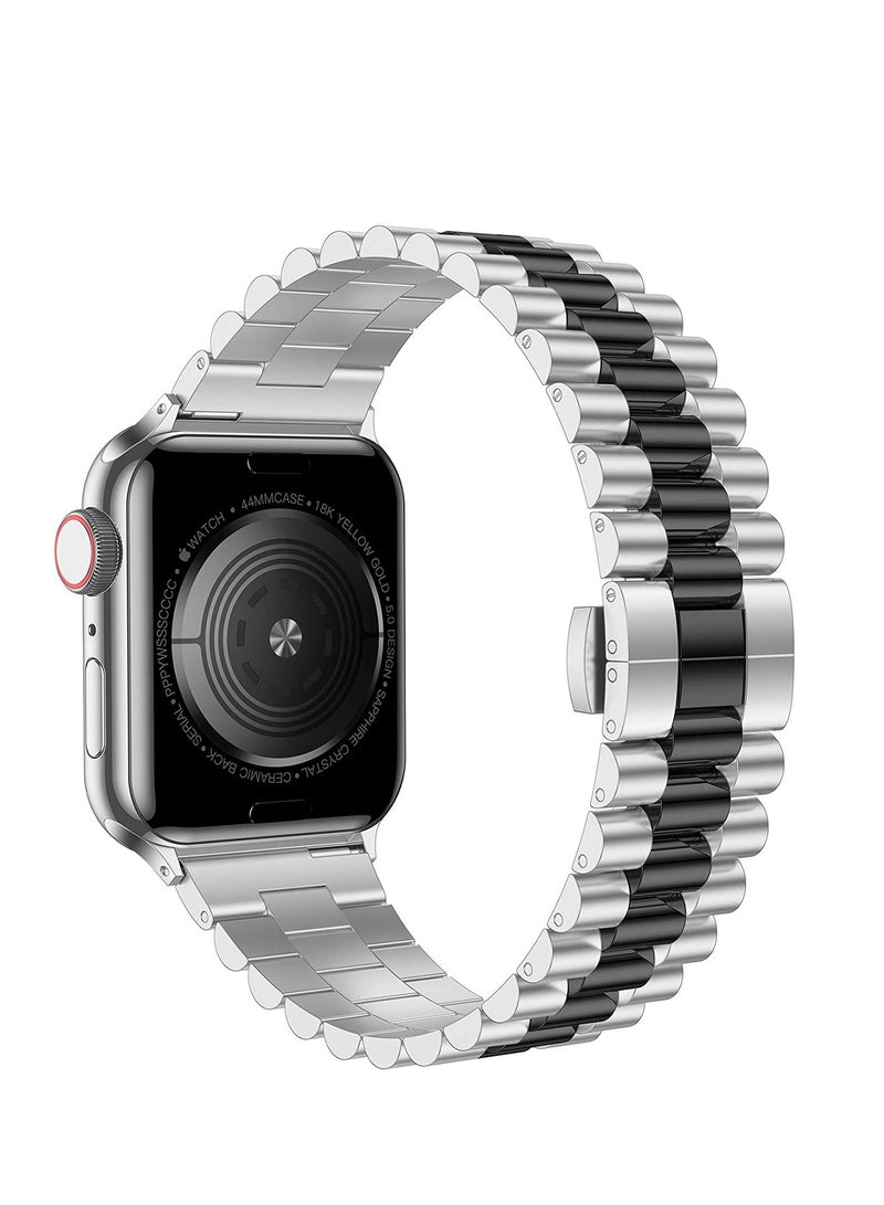Compatible with Apple Watch Band Series 5 44mm 42mm, Stainless Steel iWatch Band with Butterfly Folding Clasp for iWatch Band Series 5/4/3/2/1 - Image 2