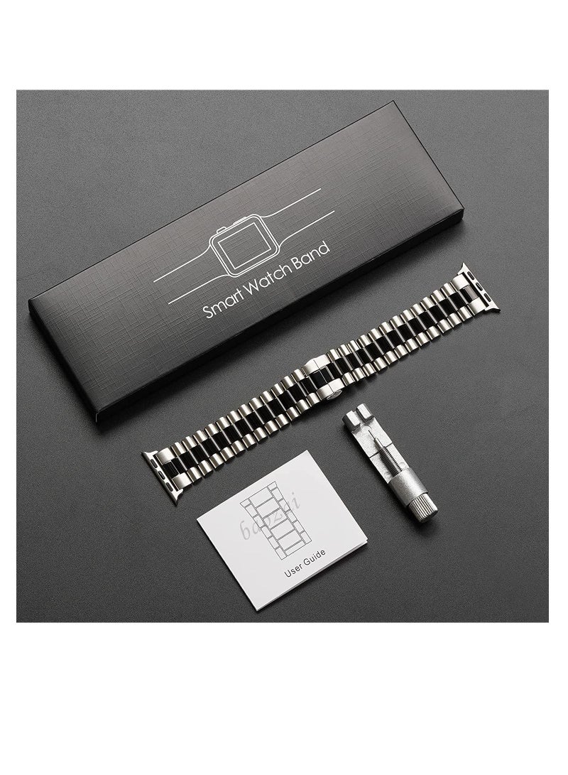 Compatible with Apple Watch Band Series 5 44mm 42mm, Stainless Steel iWatch Band with Butterfly Folding Clasp for iWatch Band Series 5/4/3/2/1 - Image 5