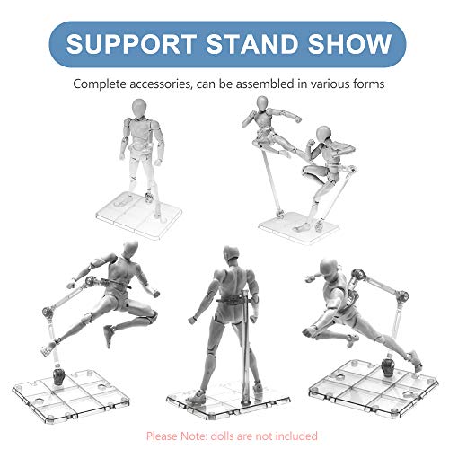 XISTEST Action Figure Stand, 10 PCS Assembly Action Figure Display Holder Base Doll Model Support Stand Compatible with HG RG SD SHF Gundam 1/144 Toy Clear - Image 3