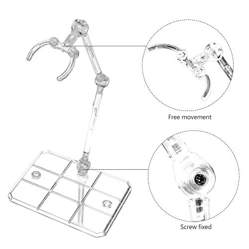 XISTEST Action Figure Stand, 10 PCS Assembly Action Figure Display Holder Base Doll Model Support Stand Compatible with HG RG SD SHF Gundam 1/144 Toy Clear - Image 4