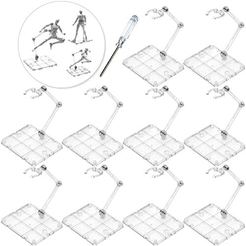 XISTEST Action Figure Stand, 10 PCS Assembly Action Figure Display Holder Base Doll Model Support Stand Compatible with HG RG SD SHF Gundam 1/144 Toy Clear - Image 1