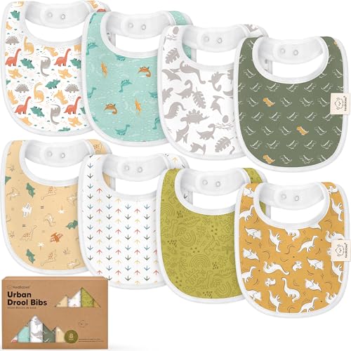KeaBabies 8Pack Organic Baby Bibs for Boys Girls Soft Cotton Drooling and Teething Bibs for Baby Girl Boy Extra Absorbent Easy to Clean Put On for Toddler Newborn Infant 024 Months Mesozoic - Image 1