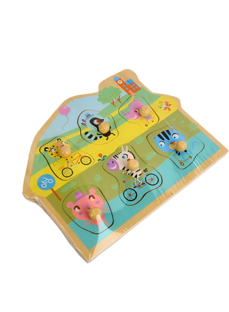 Midi Wooden Puzzle for Toddlers - Cartoon Animals - Image 2