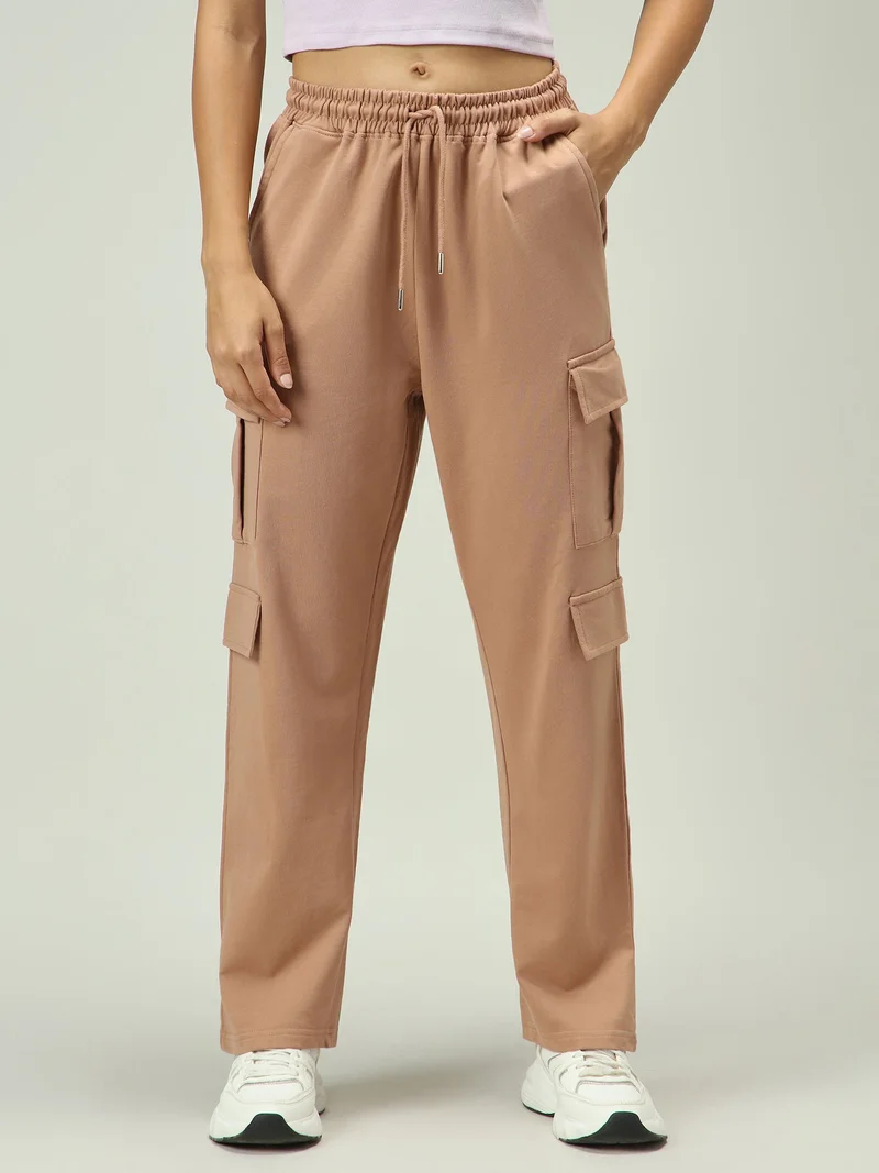 Outzidr  Brown Cargo Pocket Sweatpants  | Best Price UAE