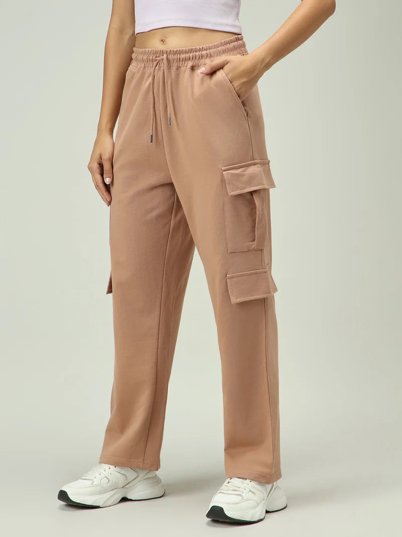 Outzidr  Brown Cargo Pocket Sweatpants  | Best Price UAE