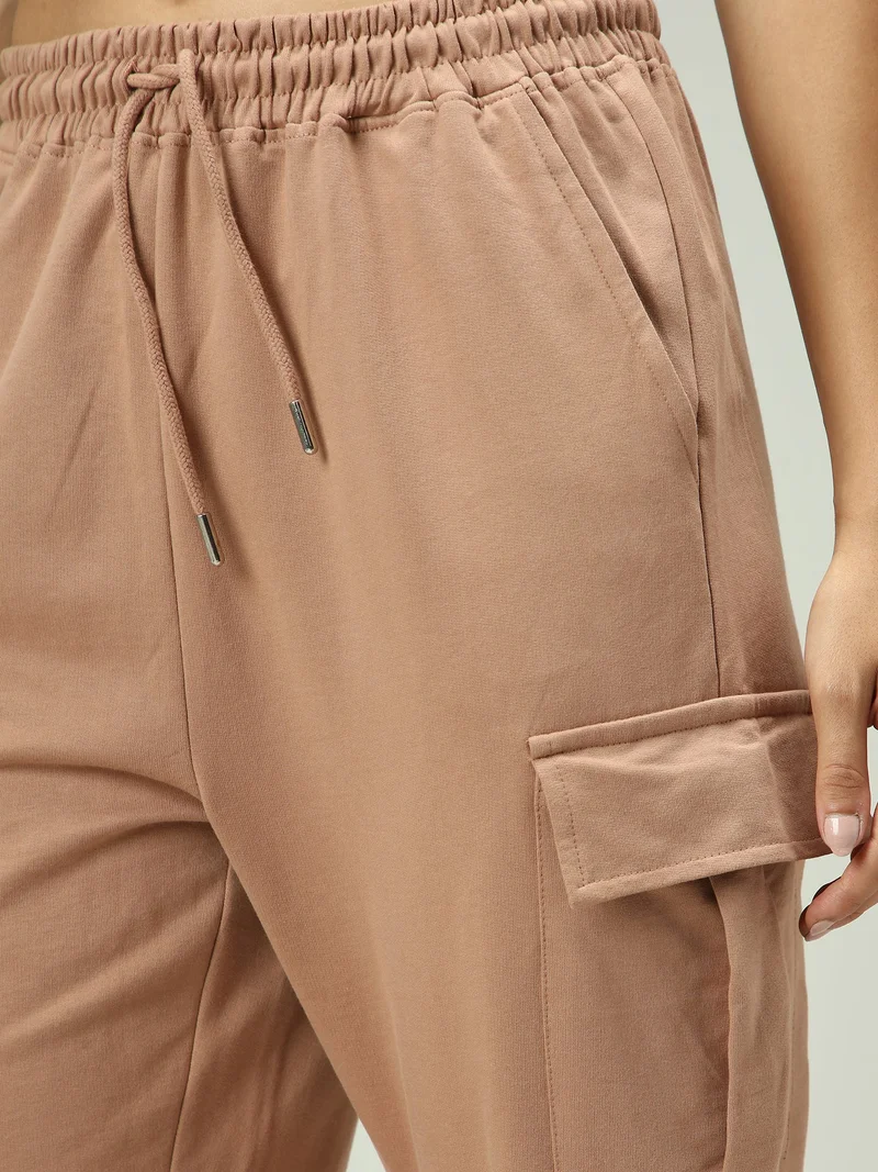 Outzidr  Brown Cargo Pocket Sweatpants  | Best Price UAE