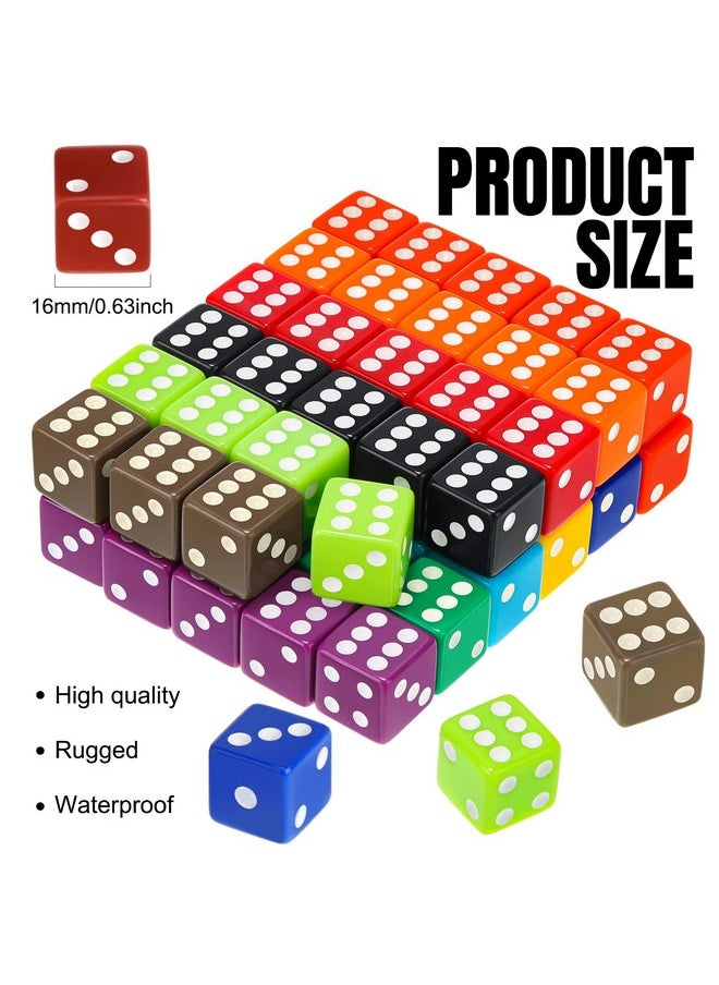 Sratte - 180 Pieces 16 Mm Dice Set 6 Sided Square Corner Dice Mini Dice Standard Game Dice Bulk With 2 Storage Bags For Play Games Like Farkle Bunco Or Teaching Math 18 Colors - Image 1