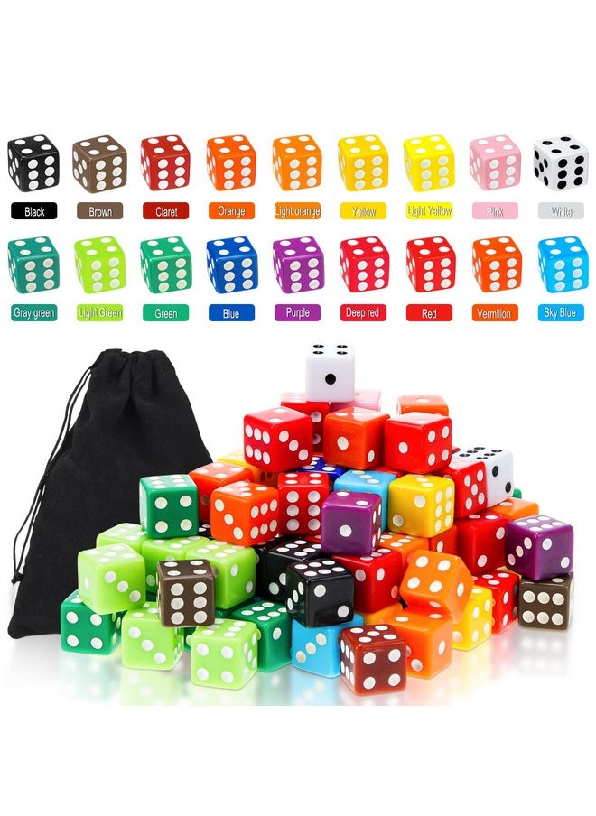 Sratte - 180 Pieces 16 Mm Dice Set 6 Sided Square Corner Dice Mini Dice Standard Game Dice Bulk With 2 Storage Bags For Play Games Like Farkle Bunco Or Teaching Math 18 Colors - Image 1