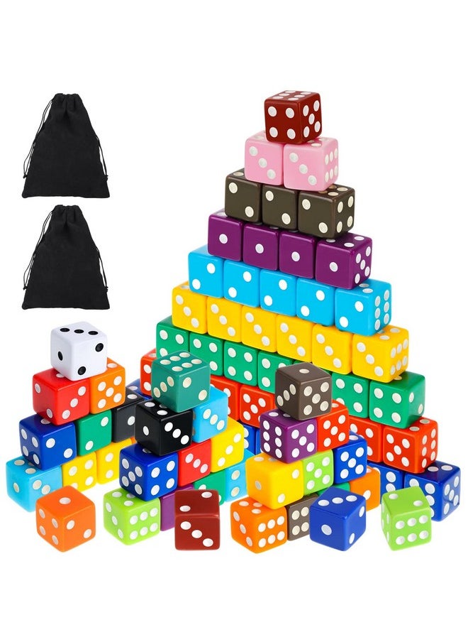 Sratte - 180 Pieces 16 Mm Dice Set 6 Sided Square Corner Dice Mini Dice Standard Game Dice Bulk With 2 Storage Bags For Play Games Like Farkle Bunco Or Teaching Math 18 Colors - Image 1