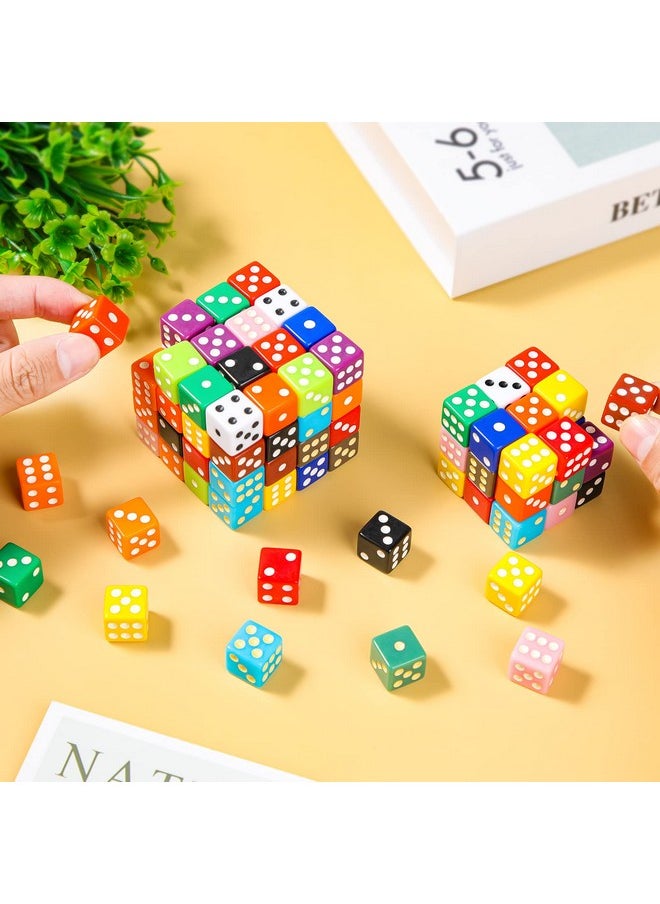 Sratte - 180 Pieces 16 Mm Dice Set 6 Sided Square Corner Dice Mini Dice Standard Game Dice Bulk With 2 Storage Bags For Play Games Like Farkle Bunco Or Teaching Math 18 Colors - Image 1