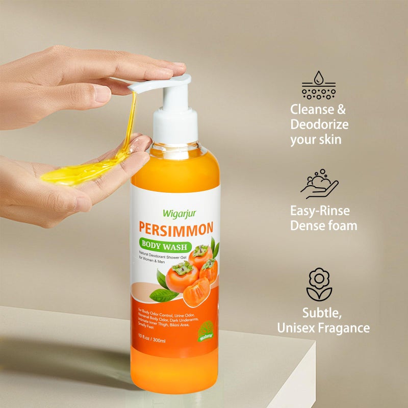 wigarjur Persimmon Body Wash for Old People Smell, Natural Deodorant Bar Soap for Strong Odor Smelly Feet Remove, Cleansing Body Deodorizing with Persimmon & Green Tea Extracts - Image 5