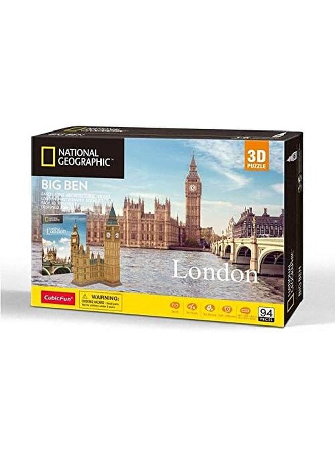 CubicFun National Geographic 3D London Puzzles Britain Architecture Model Kits Toys For Adults And Children The Big Ben With A Booklet Ds0992H - Image 2