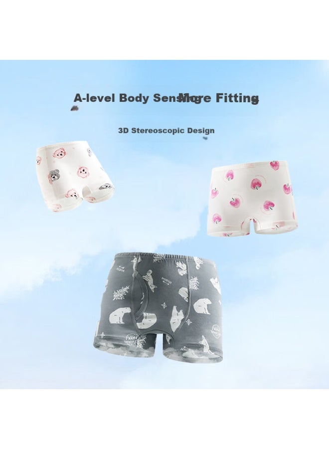 Aimer Kids Modal Boxer Briefs For Boys And Girls 3-pack ملابس داخلية للطالبات بنات' Triangle - دب حلو 130 - Image 3