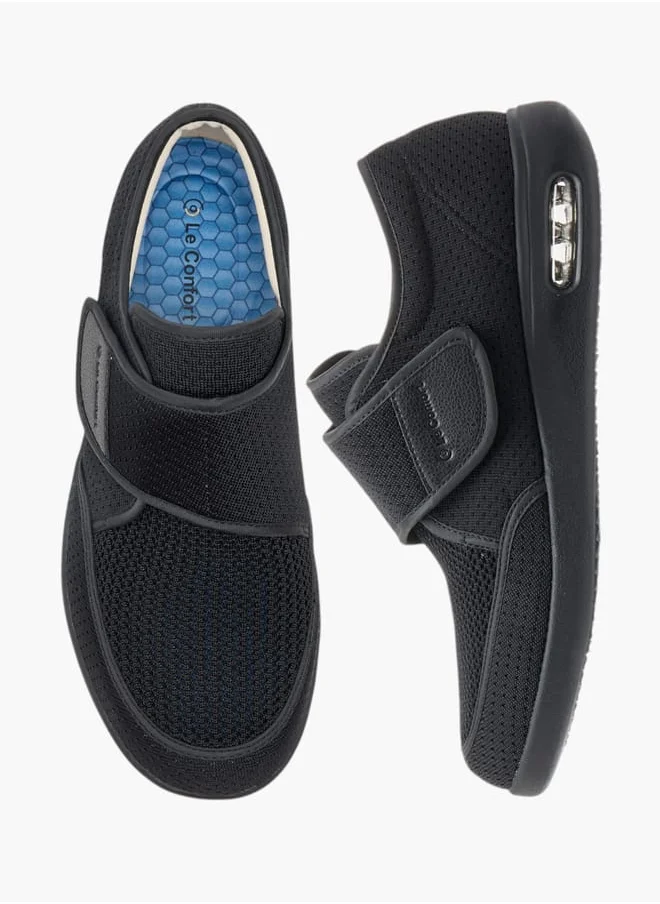 لو كونفورت Men Textured Sneakers with Hook and Loop Closure
