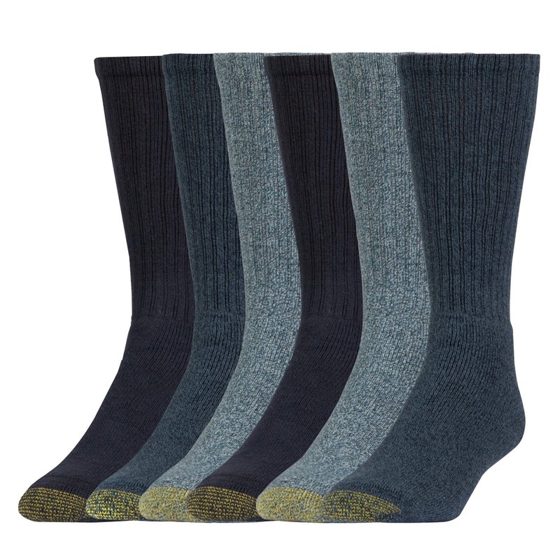 GOLDTOE Men's Harrington Crew Socks, Multipairs, Denim, X-Large - Image 2