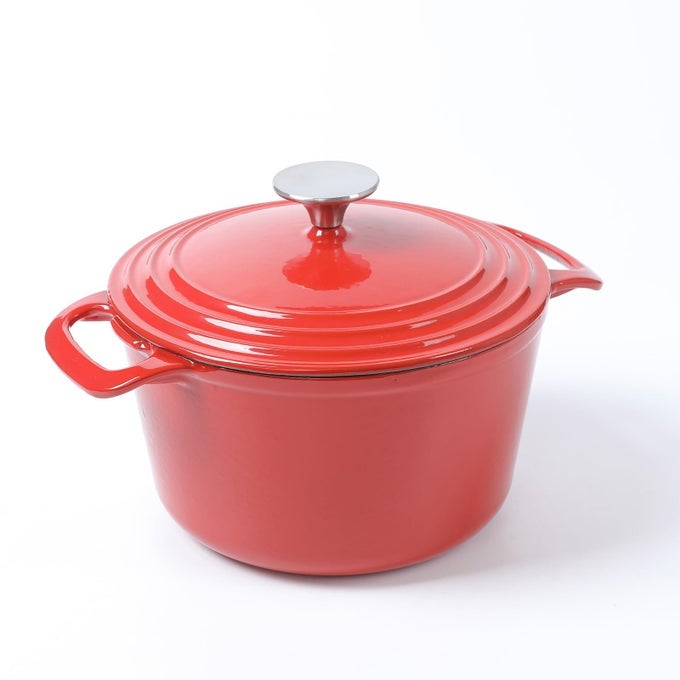 ENAMELED CAST IRON ROUND DUTCH OVEN CASSEROLE35QUART33LITERS RED