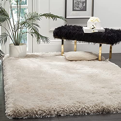 CARPET TRUCSON Shaggy Carpet for Bedroom Rugs dhurrie Soft Kalin mordarn Design Fluffy Hall Kids Rooms Shaggy Home Decorative Modern Carpets Ivory Ivory5X7 FEET - Image 1