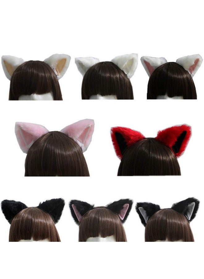 ليزنيرزم عصابة رأس من فرو الثعلب والقط من lasenersm - المقاس: تقريبًا 10×10 سم، اللون: أسود زغبي مع وردي من الداخل، الخامة: فرو صناعي، عصابة رأس تنكرية لحفلات الأنمي التنكرية، الهالوين، الكرنفال - Image 5