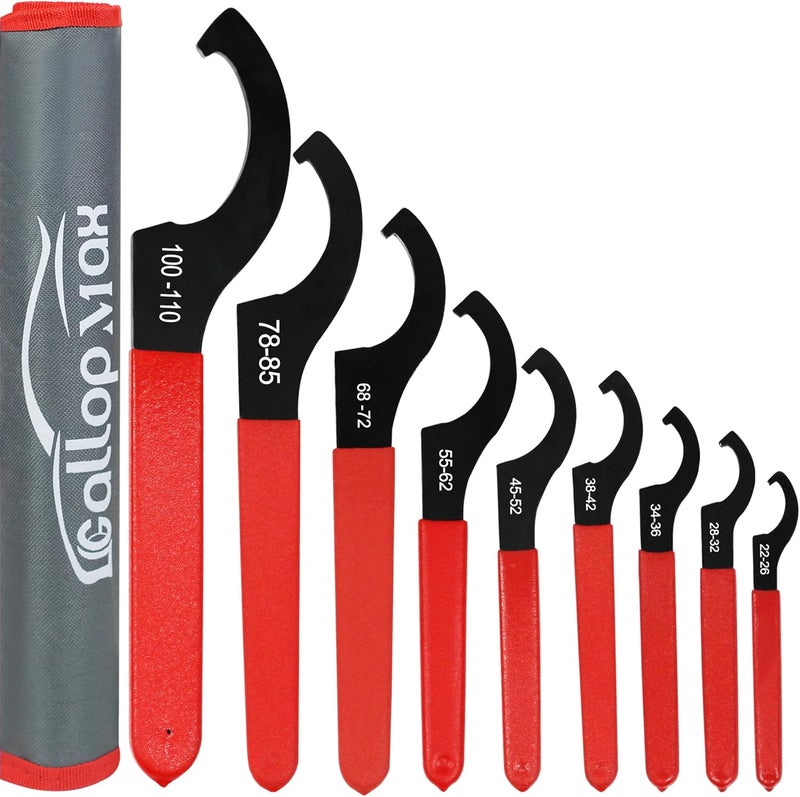 GallopMax 9Pcs Coilover Spanner Wrench Set - Adjustable Carbon Steel Tool (Red) - Image 1