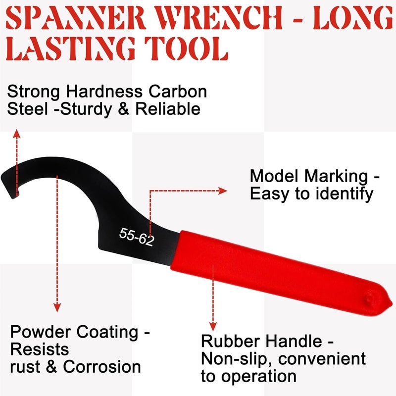 GallopMax 9Pcs Coilover Spanner Wrench Set - Adjustable Carbon Steel Tool (Red) - Image 2