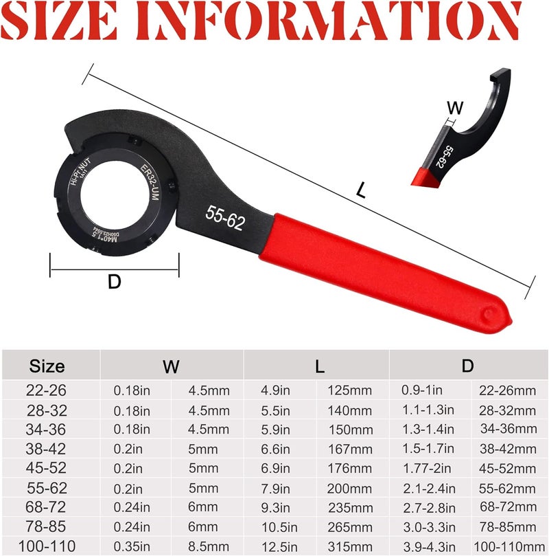 GallopMax 9Pcs Coilover Spanner Wrench Set - Adjustable Carbon Steel Tool (Red) - Image 3