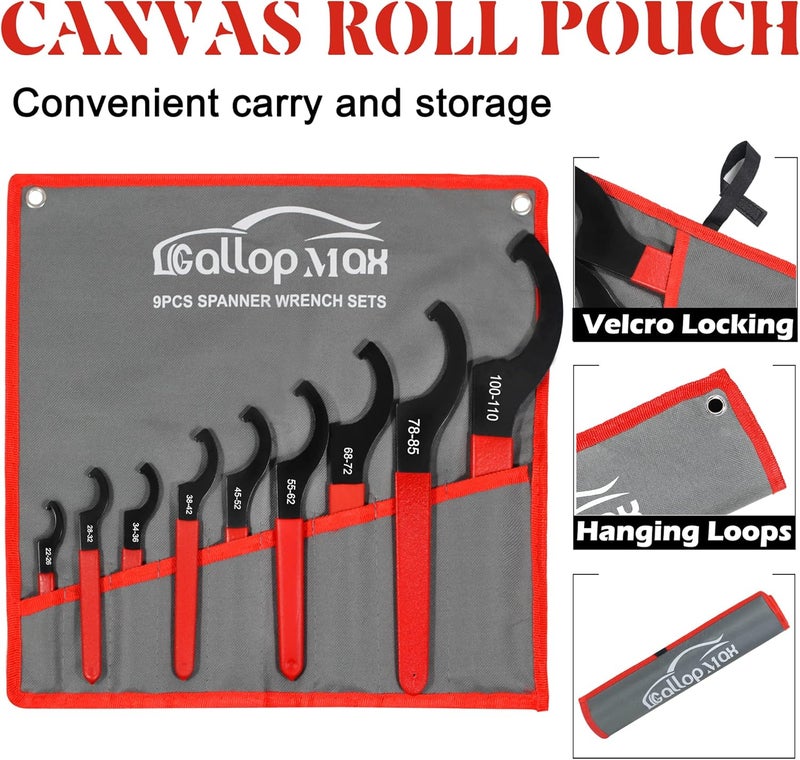 GallopMax 9Pcs Coilover Spanner Wrench Set - Adjustable Carbon Steel Tool (Red) - Image 4