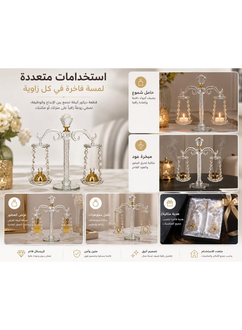 Luxury Crystal Decorative Balance Scale - Elegant Gold Accents & Marble Base Centerpiece for Office & Home Decor - Premium Gift Item. - Image 3