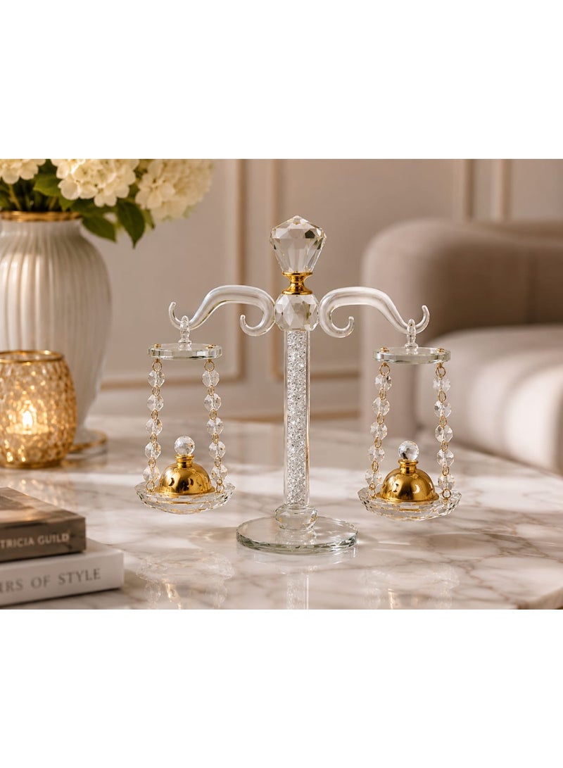 Luxury Crystal Decorative Balance Scale - Elegant Gold Accents & Marble Base Centerpiece for Office & Home Decor - Premium Gift Item. - Image 1