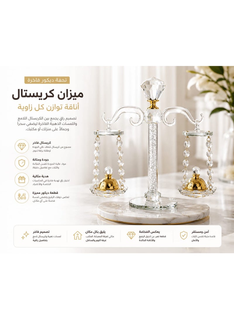 Luxury Crystal Decorative Balance Scale - Elegant Gold Accents & Marble Base Centerpiece for Office & Home Decor - Premium Gift Item. - Image 2