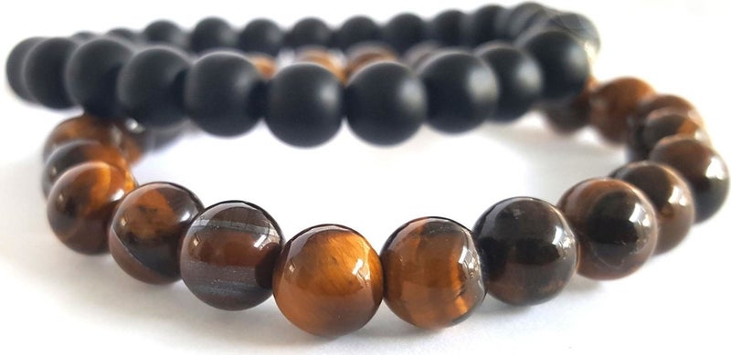 Natural Stone Onix and Tiger Eye Bracelet Set