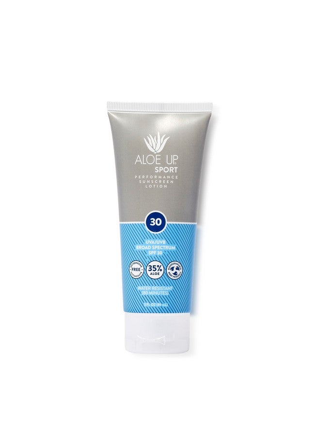 Aloe Up Sport Sunscreen Lotion Spf 30 Broad Spectrum Uva/Uvb Sunscreen Protector For Face And Body With Hydrating Aloe Vera Gel Nongreasy No White Cast Reef Safe Fragrancefree 3 Oz. - Image 1