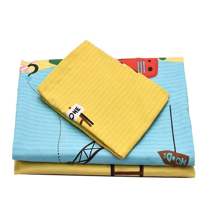 Shivi Creation Skin Friendly Ultrasoft Prime Collection Kids Printed Flat 1 Double Bedsheet with 2 Pillow Covers Size 90 x 100 Inch Firoji Yellow Work Zone Kidzee2  - Image 2