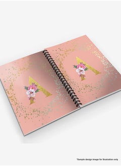 Stylizedd Designer A5 Spiral Notebook Memo Notepad Journal - Custom Monogram Initial Letter Floral Pattern Alphabet - P - Rose Pink  - Image 4