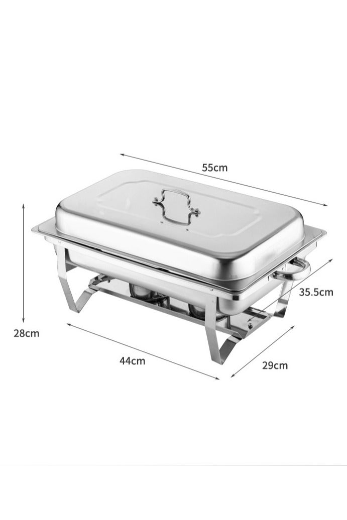 آي هوم شوب موقد بوفيه فاخر مستطيل الشكل من الفولاذ المقاوم للصدأ | موقد تدفئة بمقصورة واحدة 55×36×13 سم | سخان يعمل بالوقود الكحولي لحفلات الزفاف والحدائق والحفلات الخارجية | ضيافة تجارية متينة وتجهيزات منزلية - Image 3