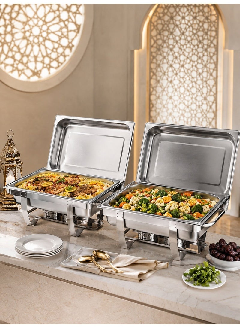 ihomeshop Stainless steel buffet stove set, 12-liter deluxe food warmer, single-compartment alcohol fuel heater, suitable for commercial catering, parties, weddings, restaurants, and hotel buffets (62*35.5*30.5CM) - Image 2