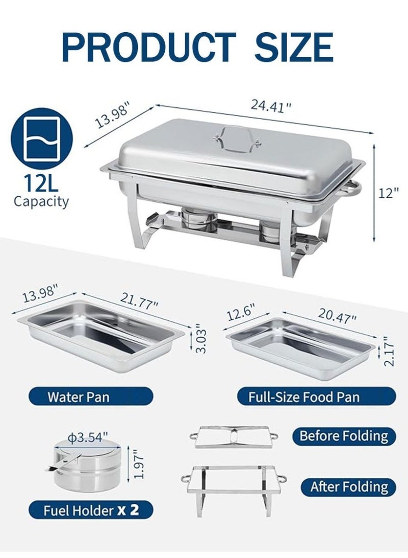 ihomeshop Stainless steel buffet stove set, 12-liter deluxe food warmer, single-compartment alcohol fuel heater, suitable for commercial catering, parties, weddings, restaurants, and hotel buffets (62*35.5*30.5CM) - Image 3