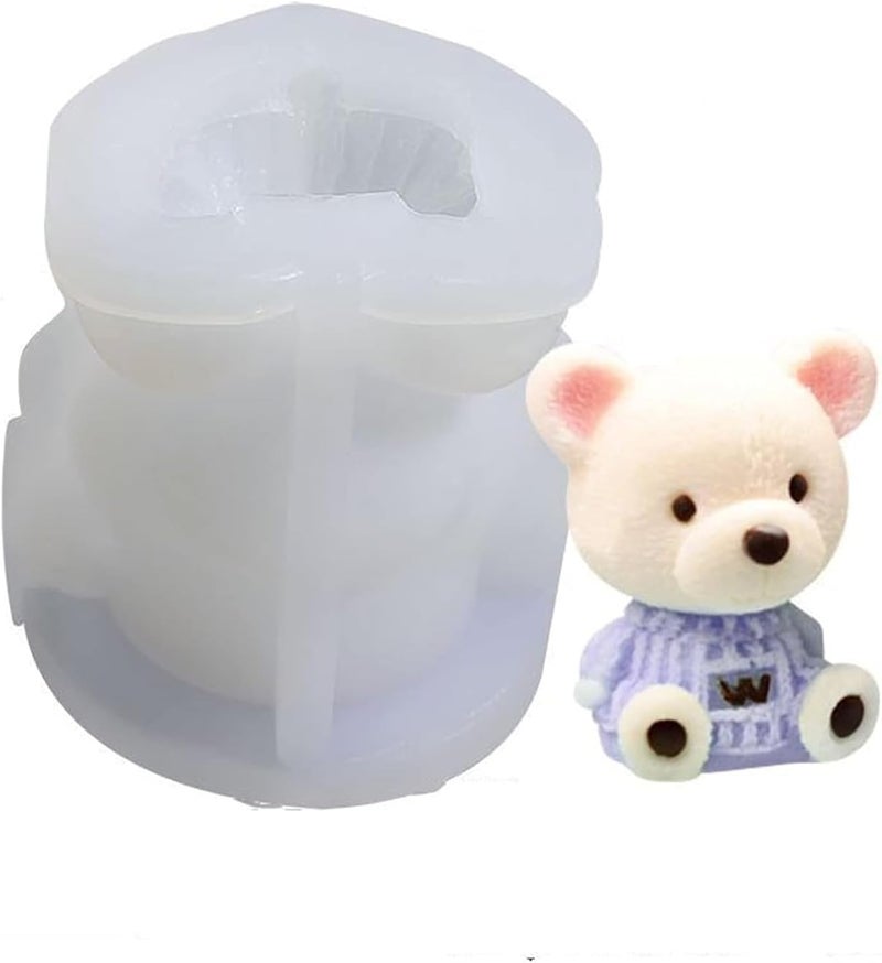 Shoppeecity 3D Sitting Teddy Bear Shape Silicone Candle Mold I 3D Cute Animal Cub Silicone Epoxy Mould I Bear Candle Mould Baby Bear Silicone Mould DIY Chocolate Cake Decor Soap Ice Maker Resin Art Craft Making DIY W Bear Large - Image 1