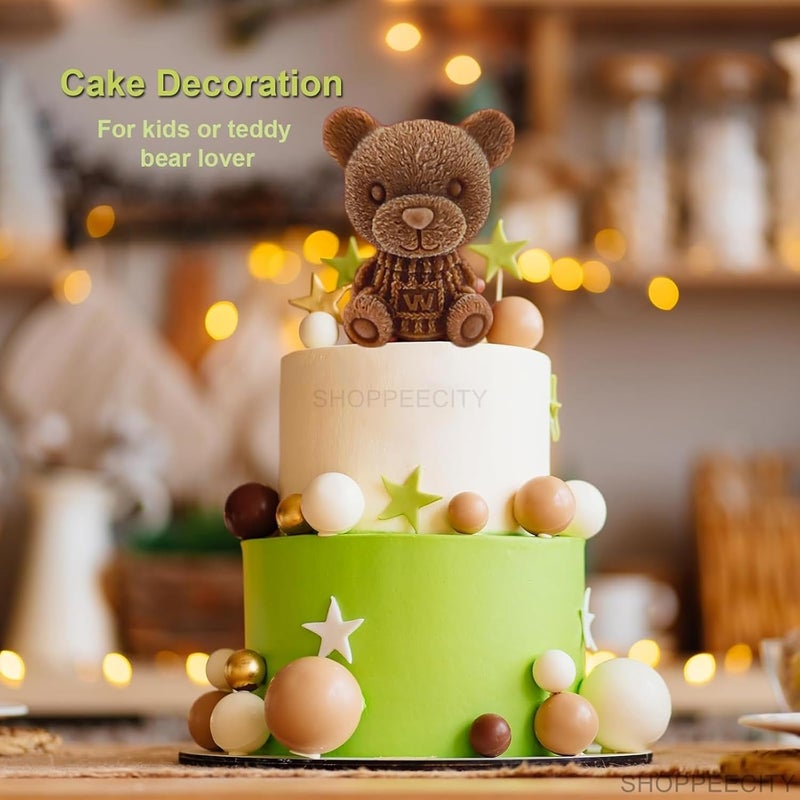 Shoppeecity 3D Sitting Teddy Bear Shape Silicone Candle Mold I 3D Cute Animal Cub Silicone Epoxy Mould I Bear Candle Mould Baby Bear Silicone Mould DIY Chocolate Cake Decor Soap Ice Maker Resin Art Craft Making DIY W Bear Large - Image 2