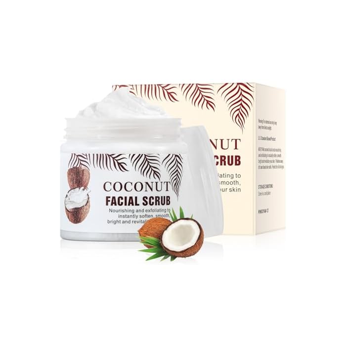 Facial Scrub & Face Exfoliator, Exfoliating Facial Wash with Coconut Facial Scrub Exfoliator - Spa Quality Exfoliating Mask, Deep Cleansing Face Wash Cleanser for Women