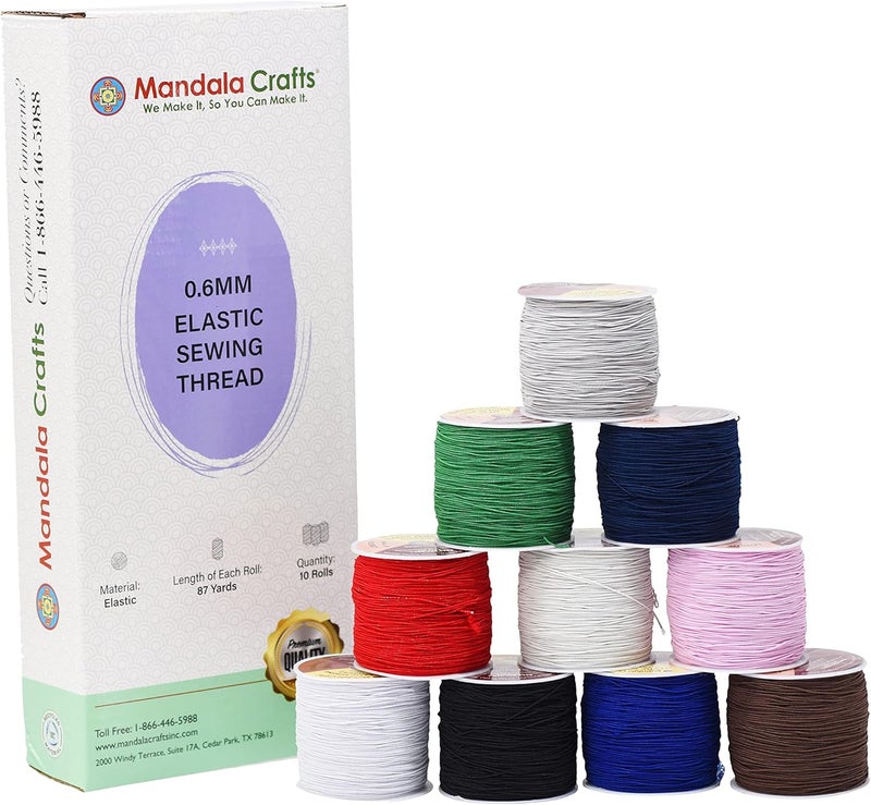 Mandala Crafts Assorted Colors Shirring Elastic Thread for Sewing, Knitting, Smocking, and DIY Crafts - 87 X 10 Yards 0.6mm Fine Thin Stretch Thread for Sewing Machines - Image 4