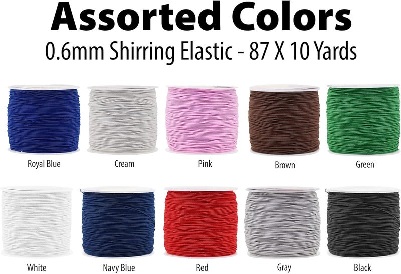 Mandala Crafts Assorted Colors Shirring Elastic Thread for Sewing, Knitting, Smocking, and DIY Crafts - 87 X 10 Yards 0.6mm Fine Thin Stretch Thread for Sewing Machines - Image 2