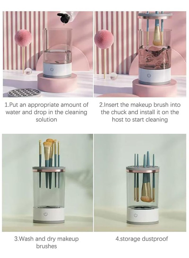 Electric Makeup Brush Cleaner Portable Automatic Spinner Cosmetics Brushes Cleaning Tools for All Size Beauty Makeup Brushes One-Click Operation