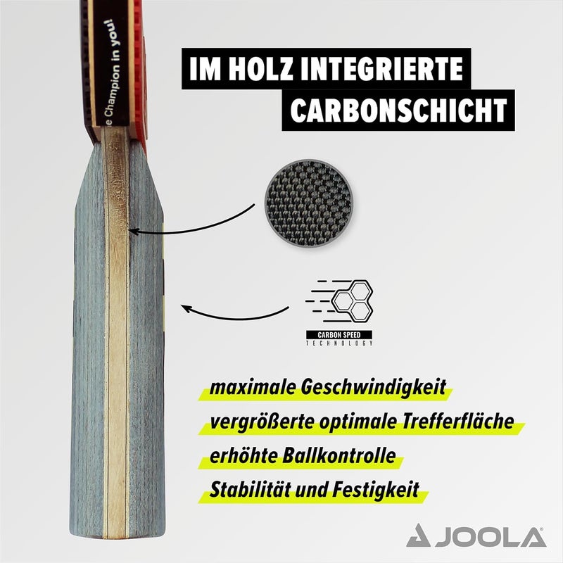 JOOLA Carbon Pro Professional Ping Pong Paddle - Racket with Carbonwood Technology & Red/Black JOOLA 4 You Rubber - Table Tennis Racket Designed for Speed - Image 2